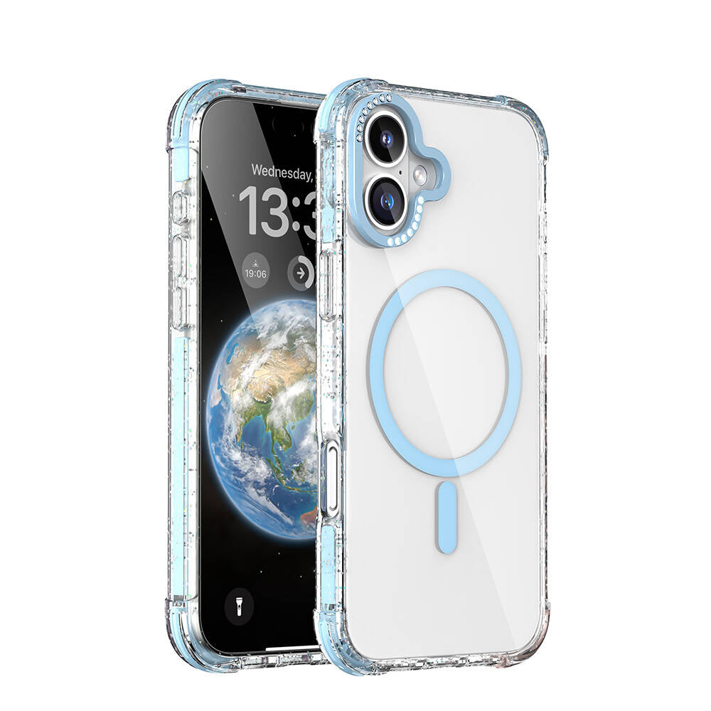 iPhone 16 Kılıf M-safe Şarj Özellikli Taşlı ve Simli Tasarım Mutural Blink Kılıf iPhone 16 Kılıf M-safe Şarj Özellikli Taşlı ve Simli Tasarım Mutural Blink Kılıf